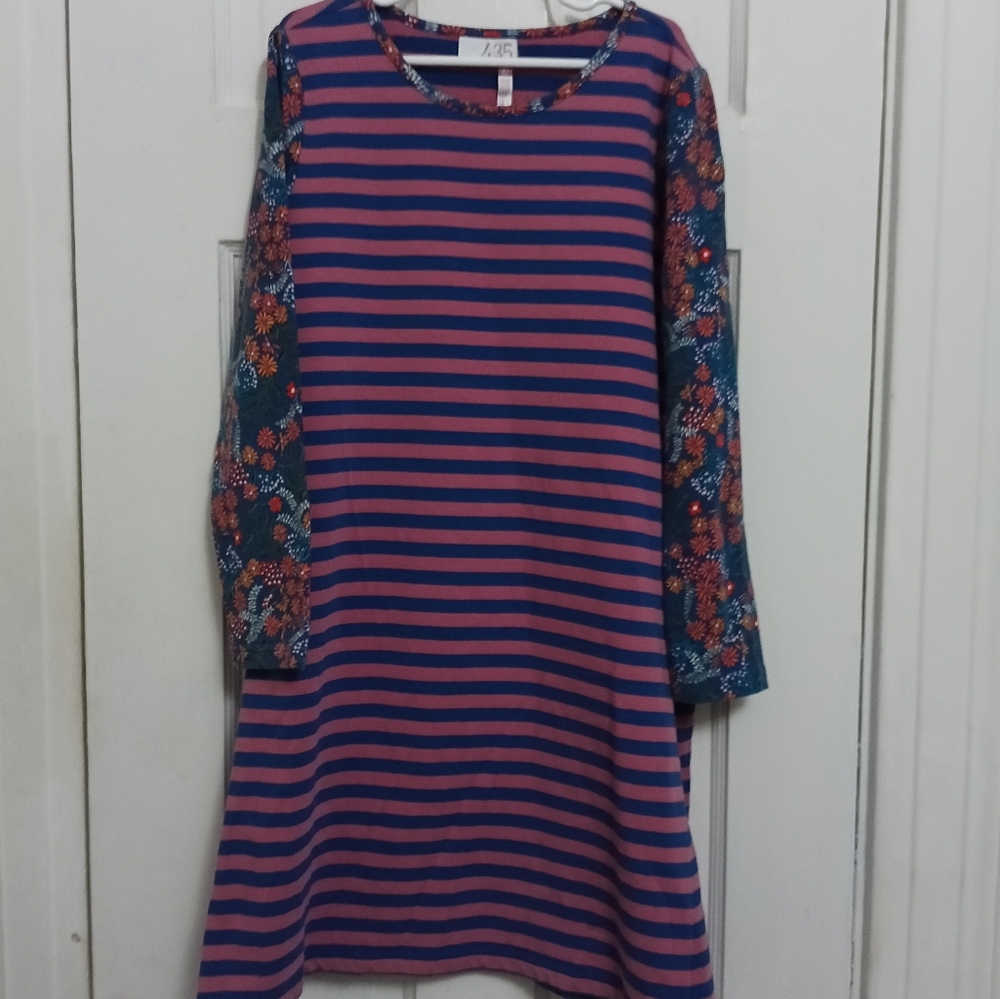 Matilda Jane Striped Long Sleeve Dress with Floral Accents